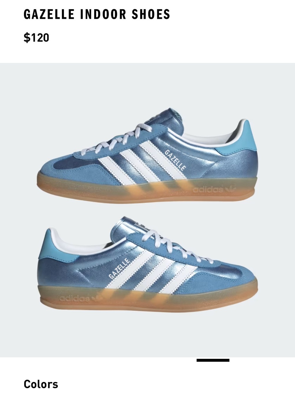 Adidas Gazelle women’s Light Blue and White Sneakers with Gum Sole - Picture 10 of 11